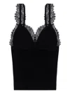 Blumarine Lace-trimmed Ribbed Top In Black