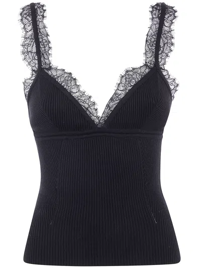 Blumarine Tank Top Insert Lace In Black