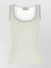 Blumarine Tank Top With Metallic Trim And Ribbed Texture