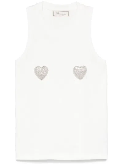 Blumarine Tanktop Mit Perlen In Weiss