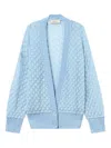 Blumarine Textured Button Cardigan In Blue