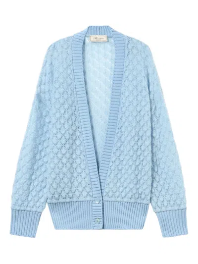 Blumarine Textured Button Cardigan In Blue