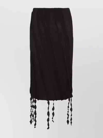 Blumarine Textured Fabric Skirt With Ruffled Slit In Black