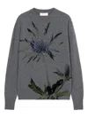 Blumarine "thistle" Print Knit Round Neck Sweaterthistle Print Knit Round Neck Sweater In Gray