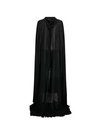 Blumarine Tie-detail Cape Coat In Black