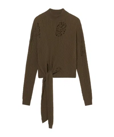 Blumarine Tie-detail Sweater In Brown