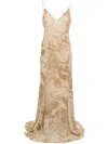 Blumarine Tie-dye Crepe Maxi Dress In 中性色
