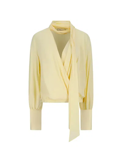 Blumarine Tie-neck Blouse In Yellow