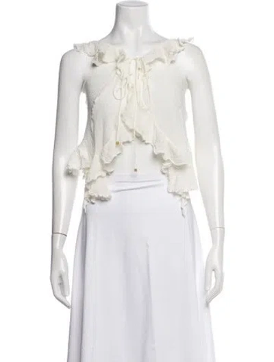 Pre-owned Blumarine Tie Neck Sleeveless Top In White
