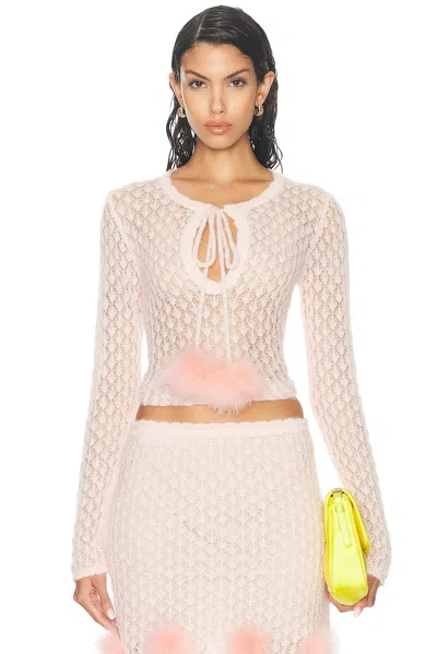 Blumarine Tie Neck Jumper In Powder Pink