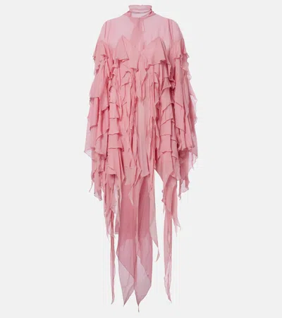 Blumarine Tiered Chiffon Minidress In Pink