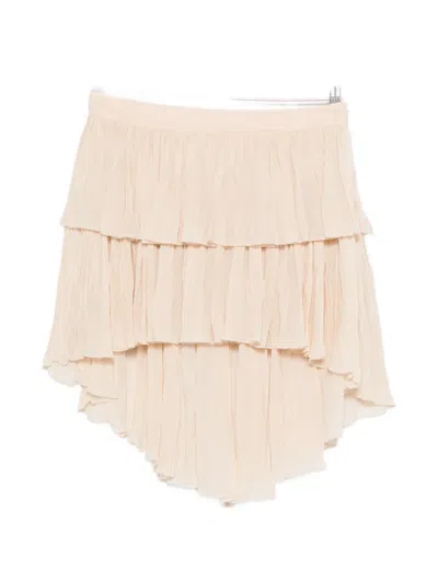 Blumarine Asymmetric Crinked Mini Skirt In Neutral