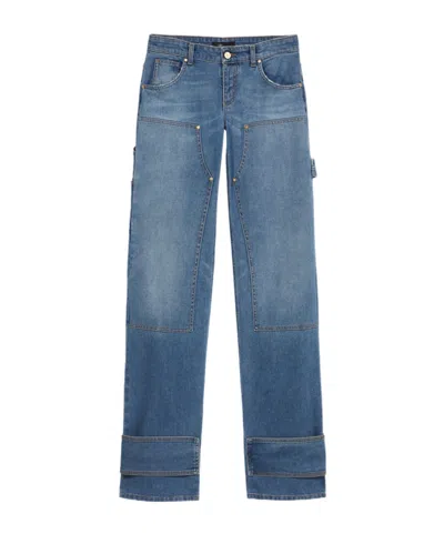 Blumarine Tooling Details Boyfit Jeans In Blue