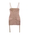 Blumarine Tooling Pocket Canvas Mini Dress In Nude