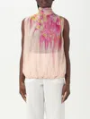 Blumarine Georgette Top With Liquid Flower Print In Pink