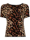 Blumarine Shoert Leopard-print Top In Brown Sugar Black