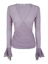 Blumarine 4c053a Top Chiffon Ruffles In Pink
