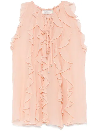 Blumarine Top In Georgette In Pink