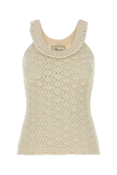 Blumarine Top In Maglia Avorio Donna In Neutral