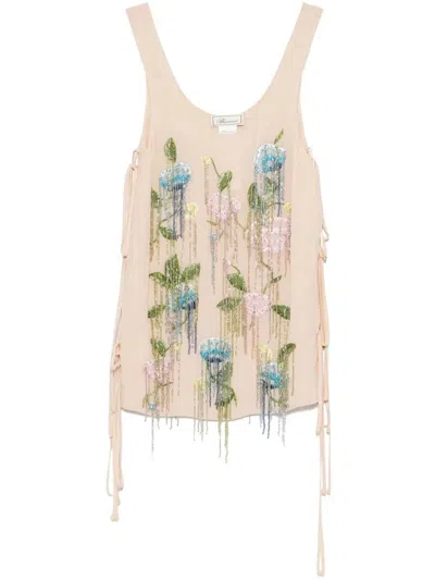 Blumarine Top In Tapioca Beige Multic