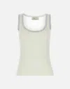 Blumarine Tank Top With Metallic Trim And Ribbed Texture In White