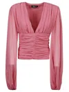 Blumarine Ruched-detail Blouse In Multicolor