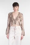 Blumarine Animal Print Ruffled Flared Cuffs Tops