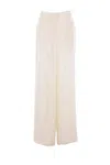 Blumarine Wide-leg Trousers In Gabardine In Neutral