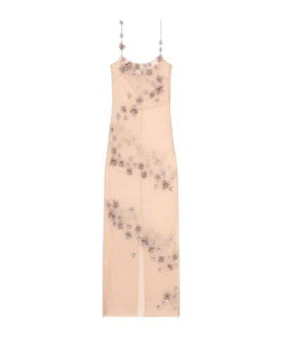 BLUMARINE TULLE LONG DRESS WITH HAND EMBROIDERY