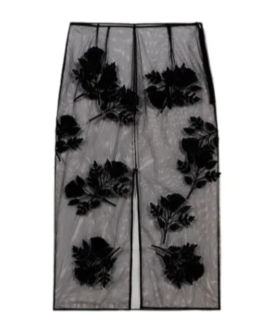 Blumarine Tulle Pencil Skirt In Gray