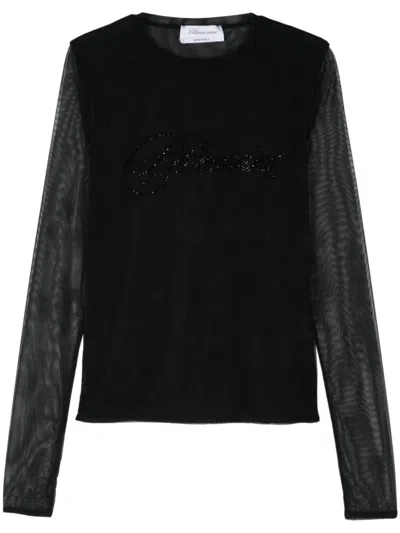Blumarine Tulle T-shirt With Logo