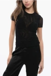 Blumarine Tulle T-shirt With Rhinestone Logo