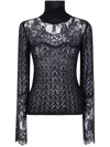 Blumarine Turtle Neck Knit With Lace Sweater In Black