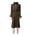 Blumarine Turtleneck Dress In Brown