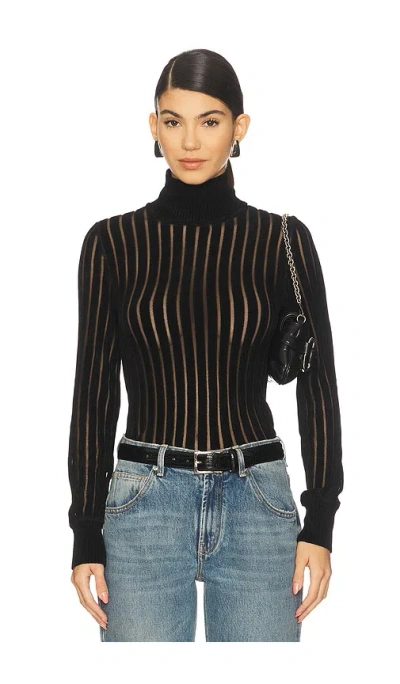 Blumarine Turtleneck Knit Sweater In Black