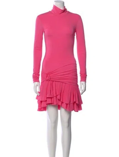 Pre-owned Blumarine Turtleneck Mini Dress In Pink