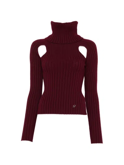 Blumarine Turtleneck Sweater In Burgundy