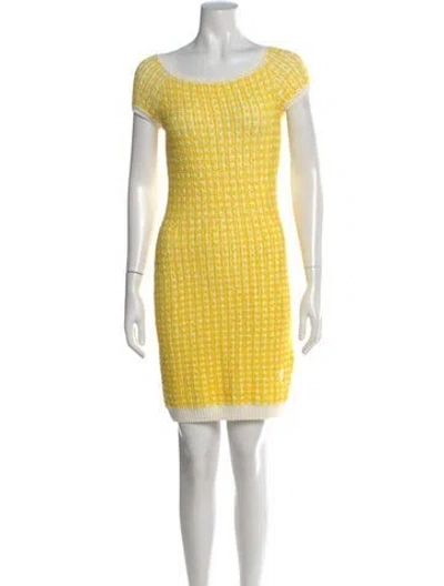 Pre-owned Blumarine Tweed Mini Dress In Yellow