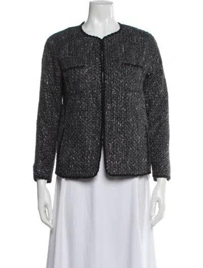 Pre-owned Blumarine Tweed Pattern Jacket In Gray