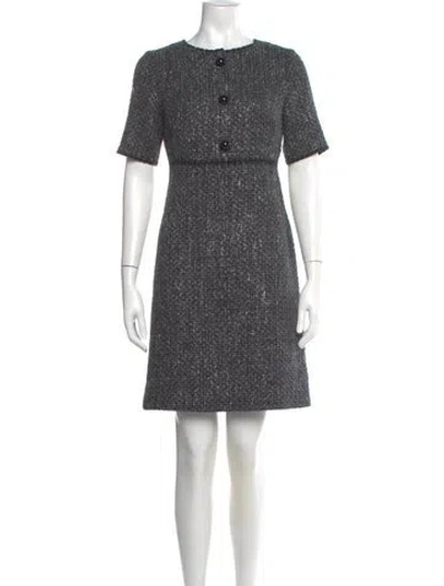 Pre-owned Blumarine Tweed Pattern Mini Dress In Gray