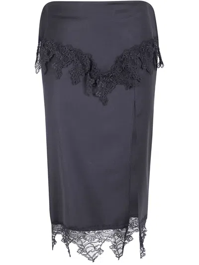 Blumarine Twill Insert Lace Skirt