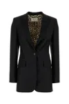 Blumarine Rose-embellished Wool Blazer In Black