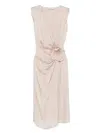 Blumarine Midi Dress In Twill With 3d Flower In Pink
