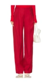Blumarine Twill Wide Leg Trouser In Red