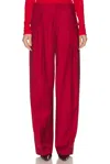 Blumarine Twill Wide Leg Trouser In Red