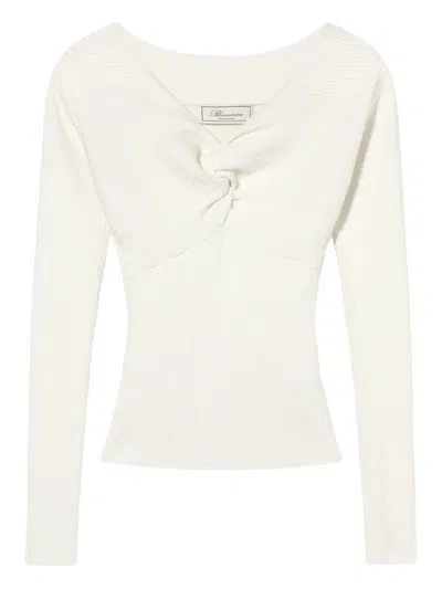Blumarine Twist-detail Ribbed Top In White