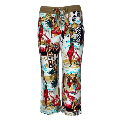 Pre-owned Blumarine Unworn  Africa Print Cropped Capri Pants Trousers 40 In Brown