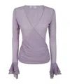 Blumarine 4c053a Top Chiffon Ruffles In Multicolor