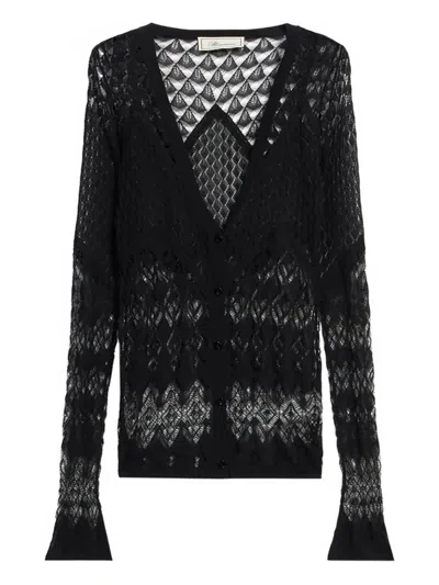 Blumarine V-neck Cardigan In Black