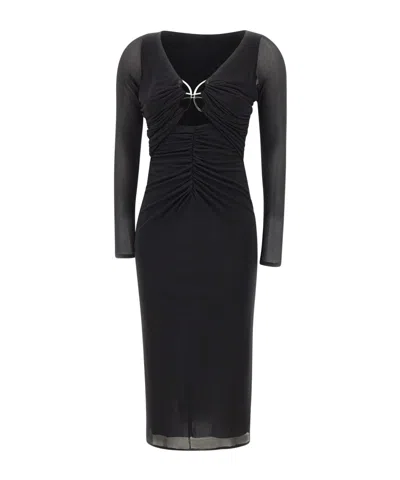 Blumarine V-neck Dress In Black